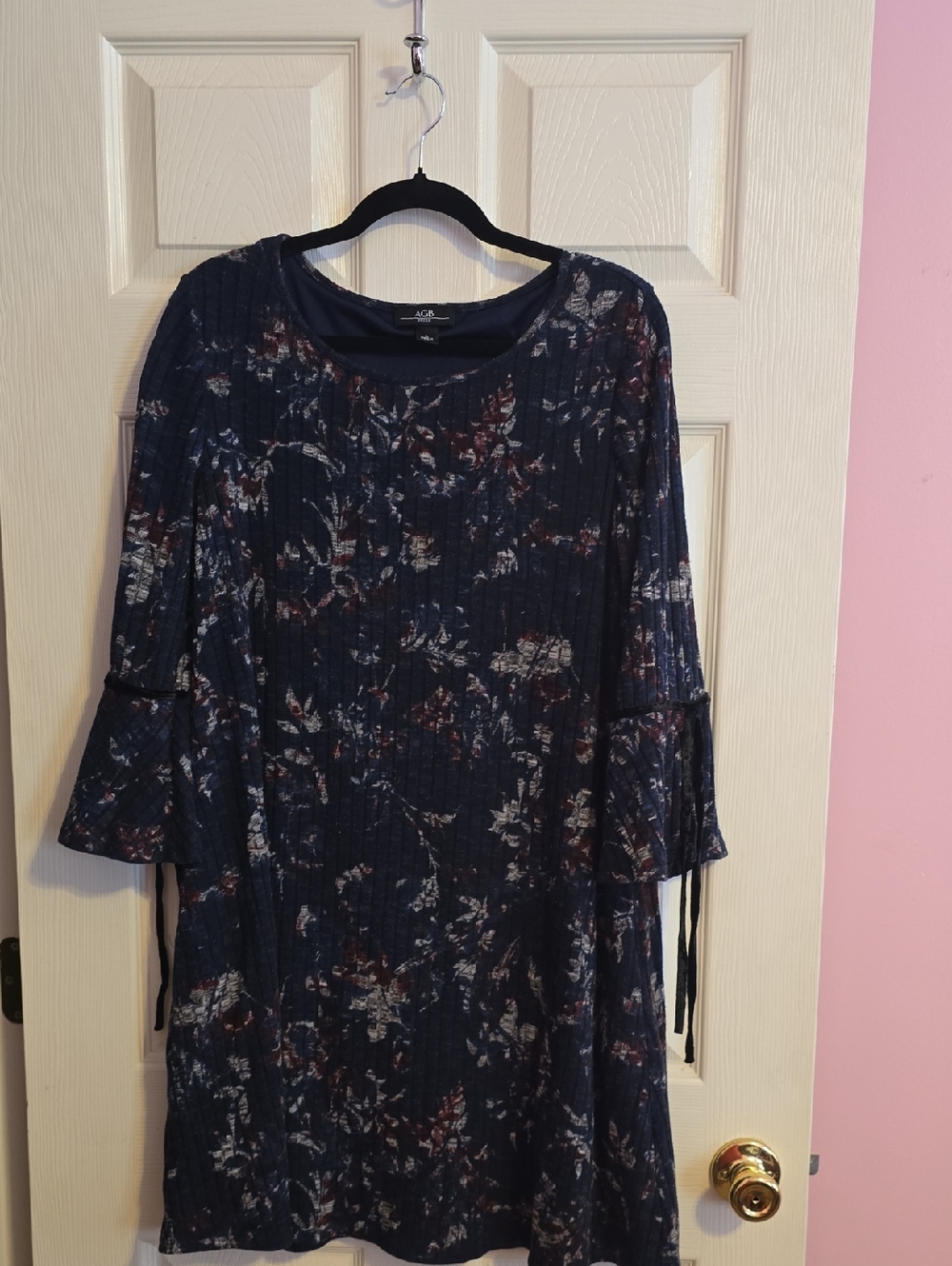AGB Navy Blue Dress Label Detail
